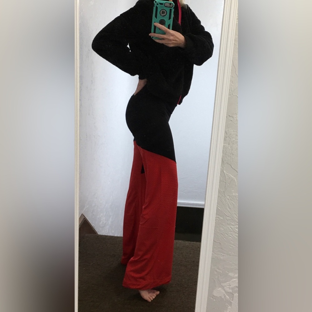 NWT Zumba Yoga pants retro look from 70’s vibe. Black and red color block. - Picture 7 of 13
